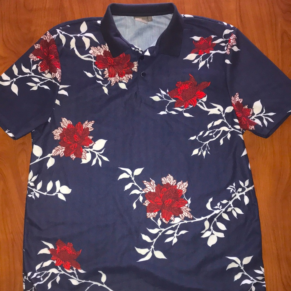 Navy Blue Floral Polo